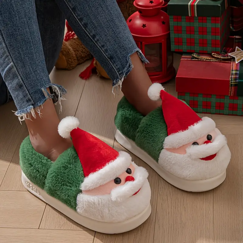 Women's Warm & Cozy Festive Santa Slippers