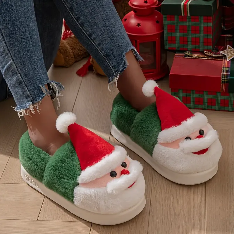 Women's Warm & Cozy Festive Santa Slippers