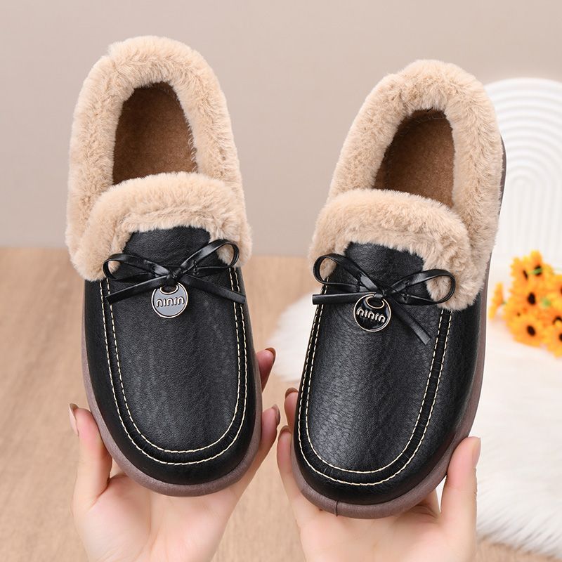 Women's Warm & Waterproof Leather Slip-on Shoes for Winter
