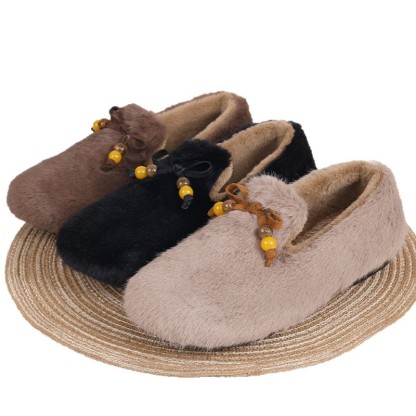 Women's Warm Fluffy Slip-on Shoes for Indoor/ Outdoor