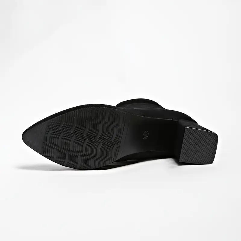 Women's Elegant Non-Slip Slip-On Chunky Heel Boots for Everyday, Formal, Party