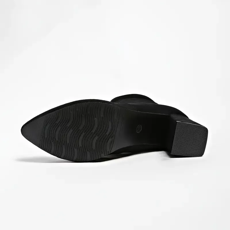 Women's Elegant Non-Slip Slip-On Chunky Heel Boots for Everyday, Formal, Party