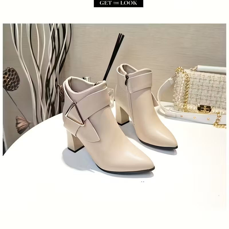 Women's Elegant & Stylish Side Zipper Chunky Heel Ankle Boots