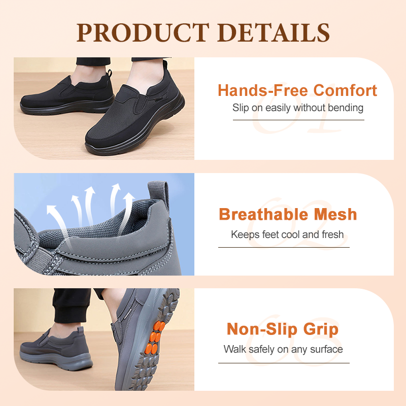 👟Men's Orthopedic Breathable Slip-On Sneakers - Arch Support with Memory Foam Insoles for All-Day Comfort 🏃‍♂️💨