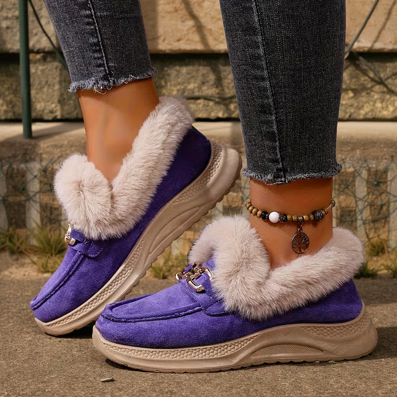 Women's Versatile Snow Sports Shoes Thick-Soled Height-Increasing Slip-On Loafers