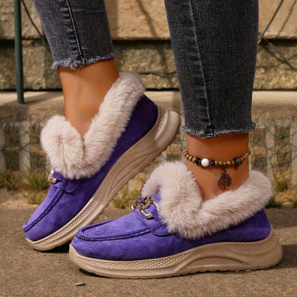 Women's Versatile Snow Sports Shoes Thick-Soled Height-Increasing Slip-On Loafers