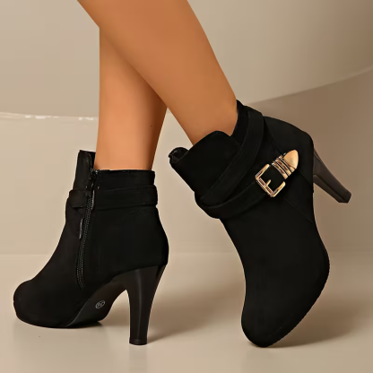 Women's High Quality Side Zipper High-Heeled Ankle Boots