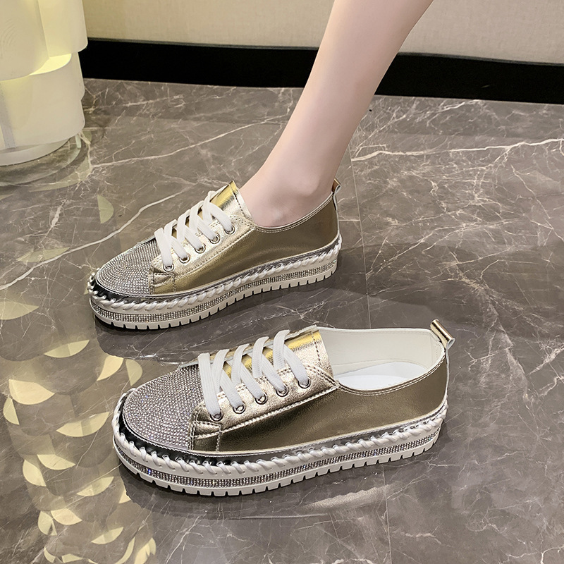 Women's Glittering Rhinestone Fashionable Comfortable Versatile Platform Casual Shoes