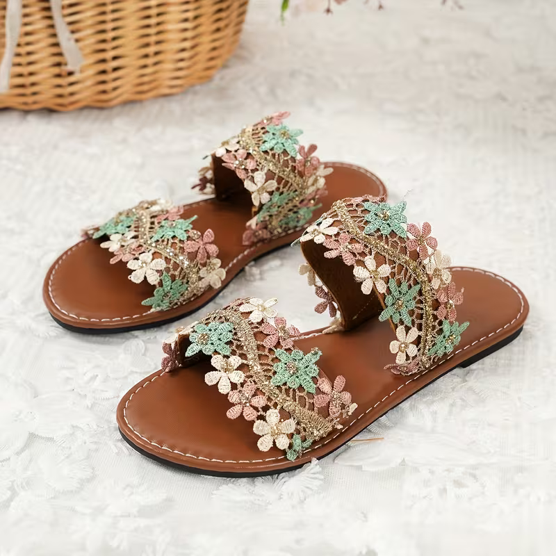 Women's Stylish Flat Flower Sandals