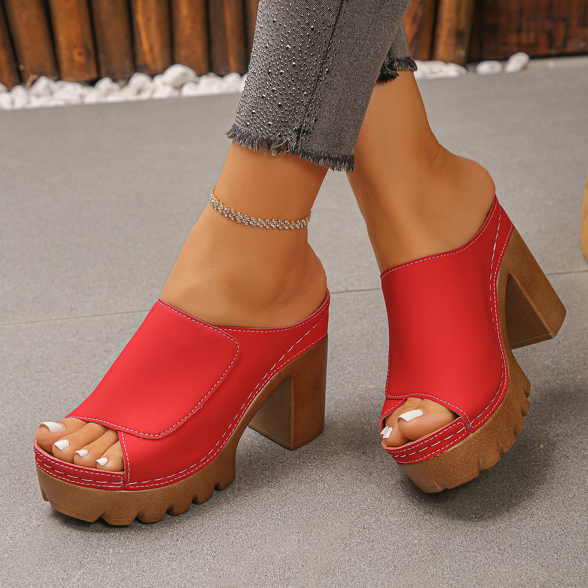 Women's Trendy Platform Chunky-Heeled Open-Toe Sandals