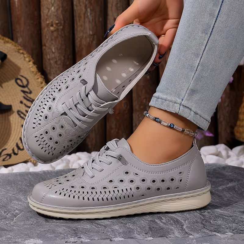 Women's Hollow-Out Design Lace-Free Slip-On Shoes Loafers Sandals