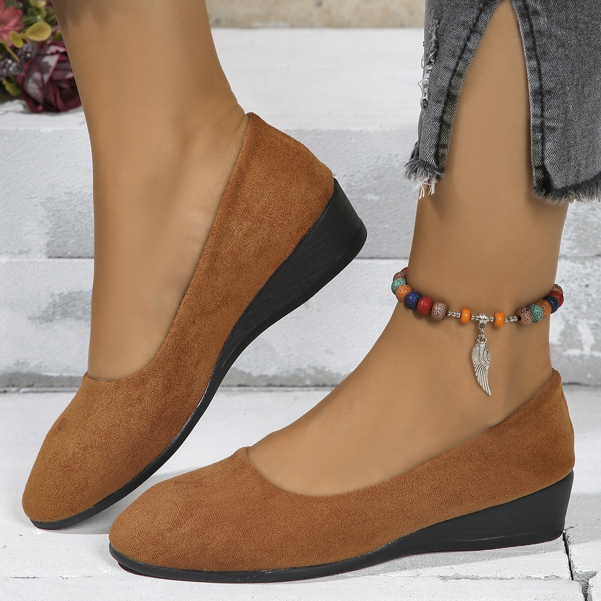 Women's Comfortable Slip‑On Wedge Shoes 