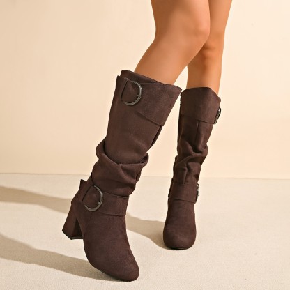 Women's Suede Chunky Heel Boots