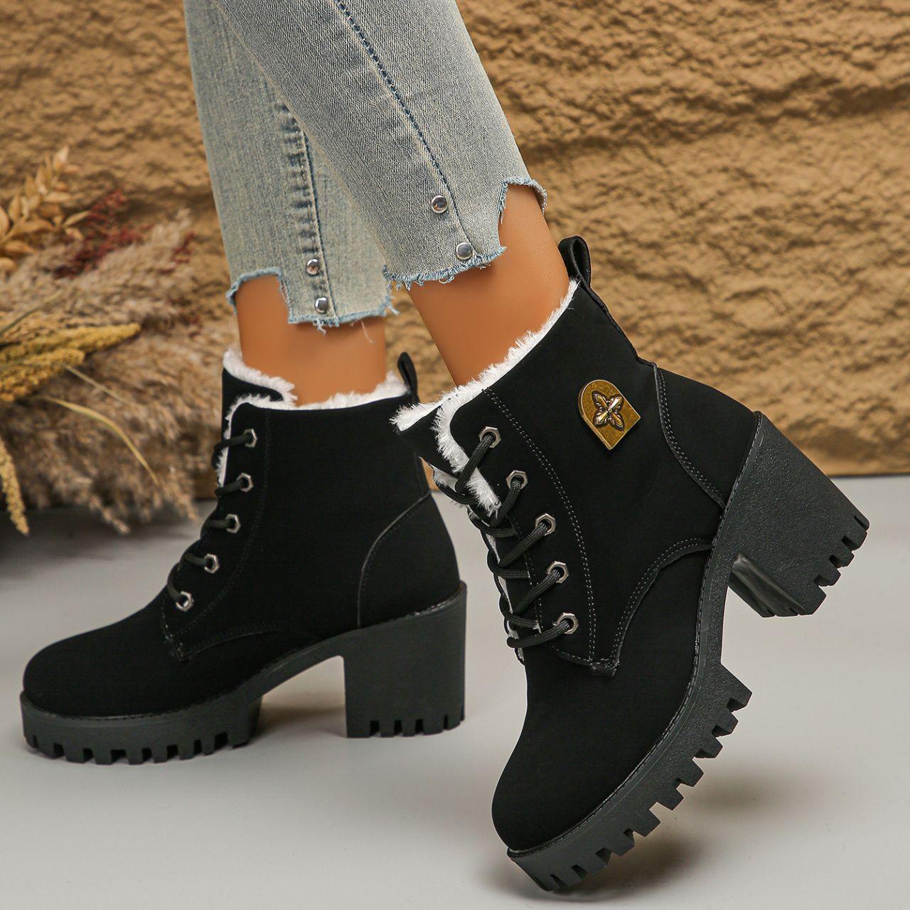 Women's Elegant & Stylish & Warm thick heel Ankle Boots