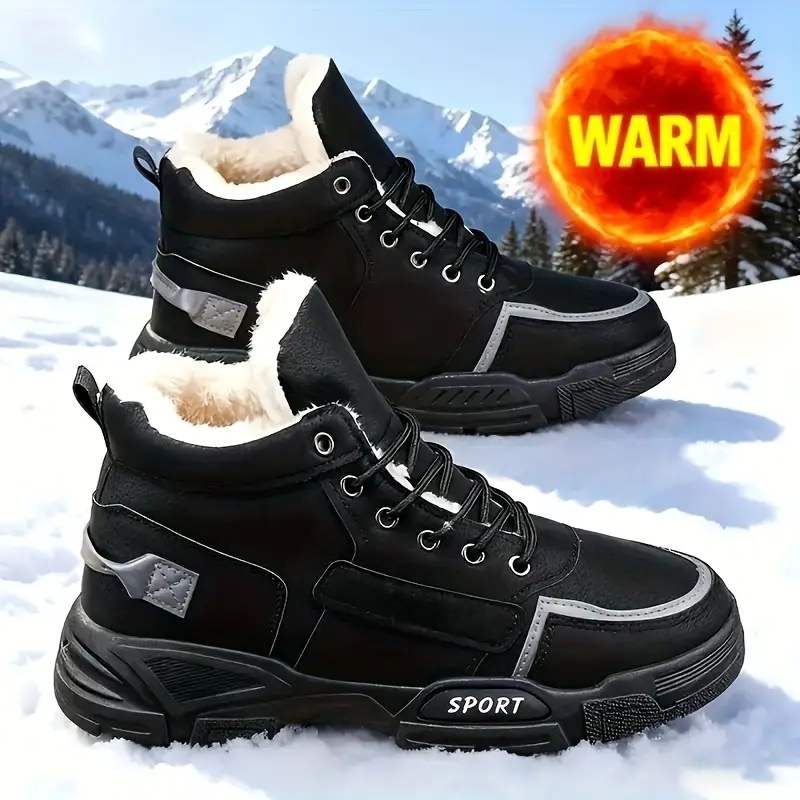 Men's Thermal Insulated Cushioned Insole & Non-Slip Winter Snow Boots for Outdoor Hiking, Casual & Daily Wear
