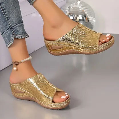 Women's Shiny Soft and Comfortable Slip-on Sandals Slippers