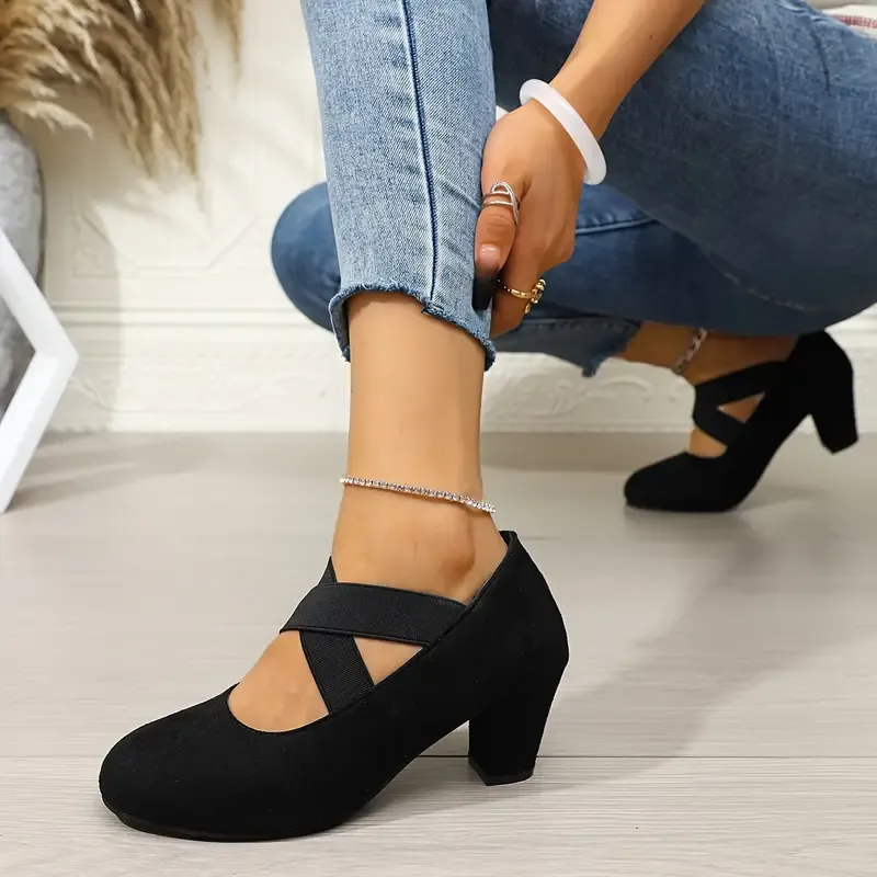 Women's Cross Strap Casual High Heels