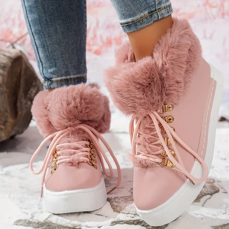 Women's Stylish Thickened Warm Wedge Shoes Ankle Boots