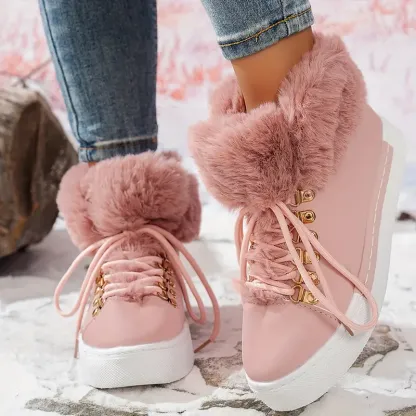Women's Stylish Thickened Warm Wedge Shoes Ankle Boots