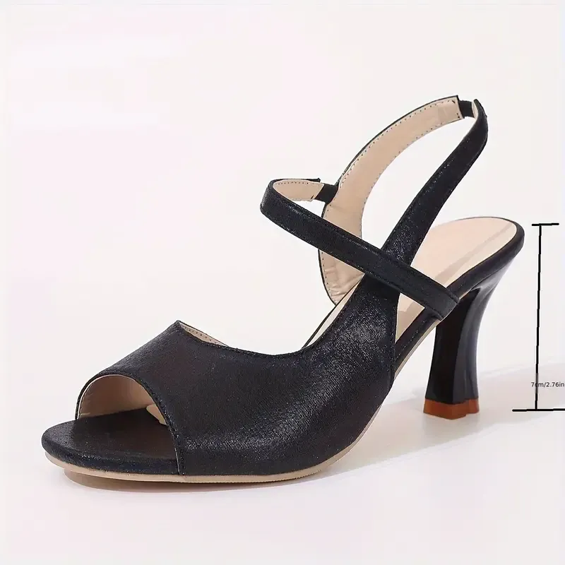 Women's Elegant Adjustable Straps Peep-Toe High Heel Sandals with Glittery Detail