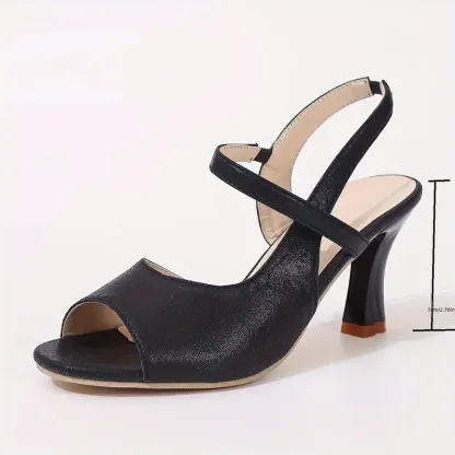 Women's Elegant Adjustable Straps Peep-Toe High Heel Sandals with Glittery Detail