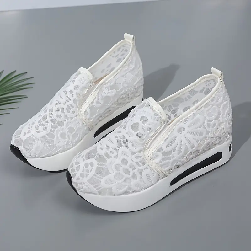 Women's Elegant Breathable Delicate Lace Mesh Slip-On Sneakers