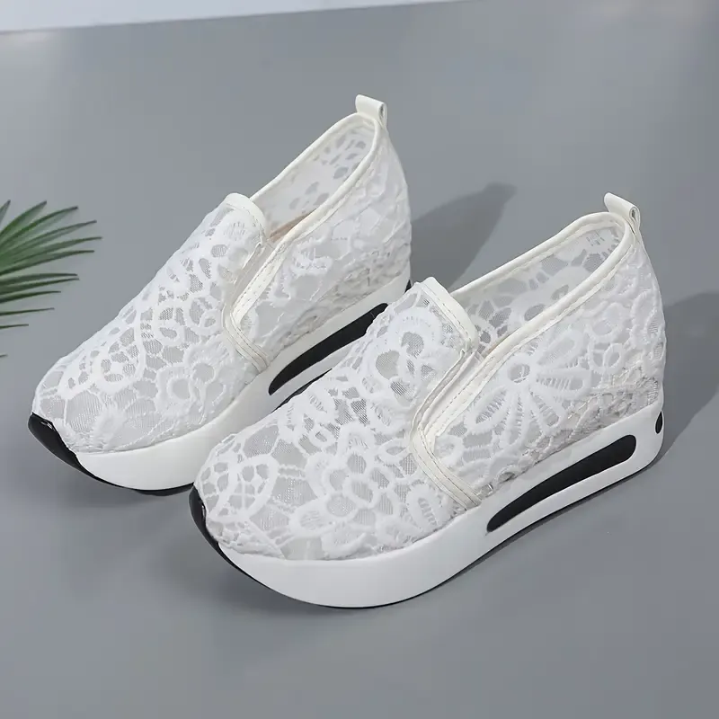 Women's Elegant Breathable Delicate Lace Mesh Slip-On Sneakers
