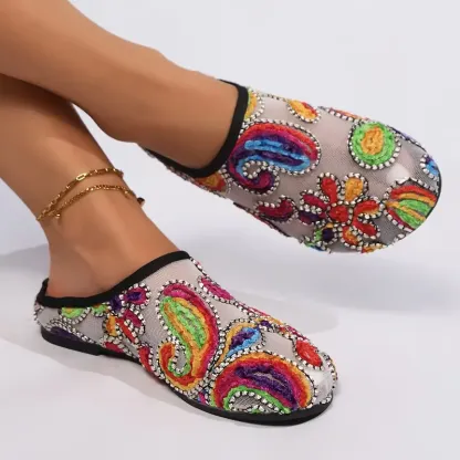 Women's Fashion Mesh Breathable Lightweight Versatile Unique Slip-On Flats Slippers