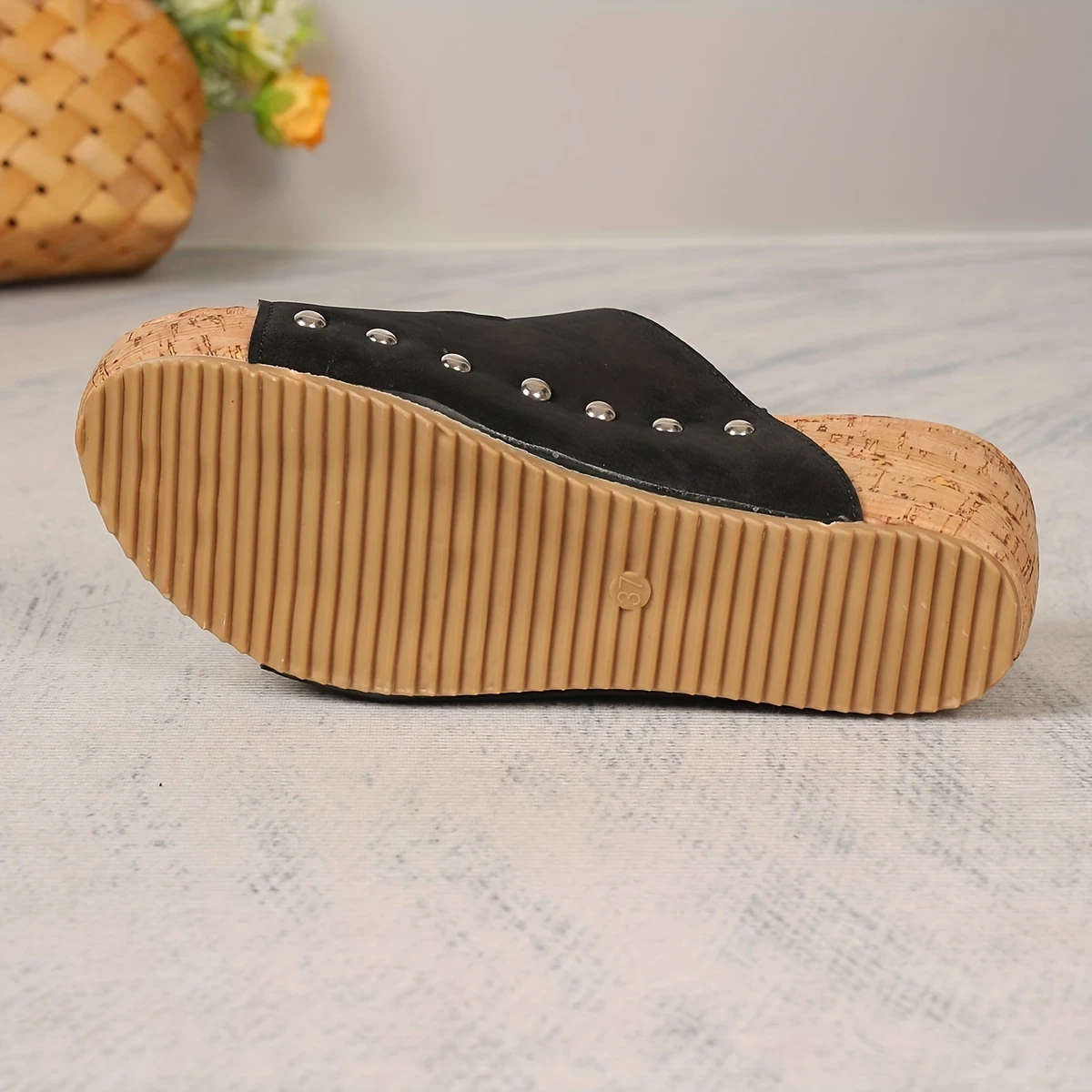 Women's Double Butterfly Buckle  Platform Slip On Vacation Sandals Wedge Beach Slides