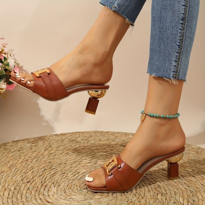 Women's Chic Comfy Metallic Buckle Slip-on Slide Sandals