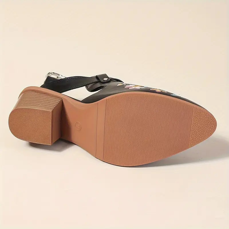 Women's Stylish Floral Vintage Style Chunky Heel Ankle Boots Sandals