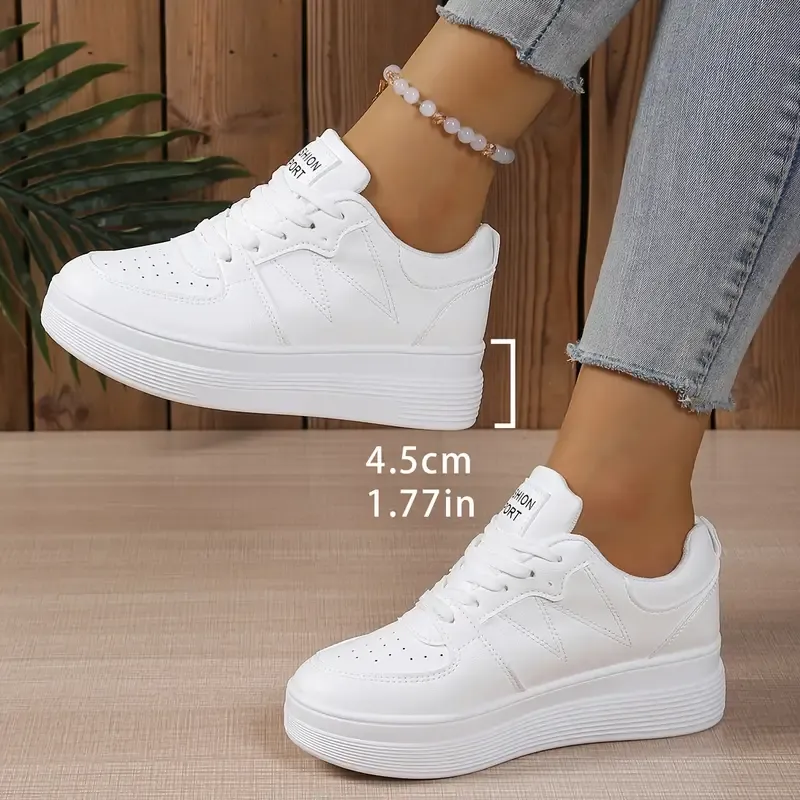 Women's Comfort Versatile White Low-Top Lace-Up Sneakers Casual Chic Footwear