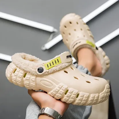 Men and Women Winter Removable Fleece-Lined Non-Slip Slip-On Slippers for Snow & Cold Weather