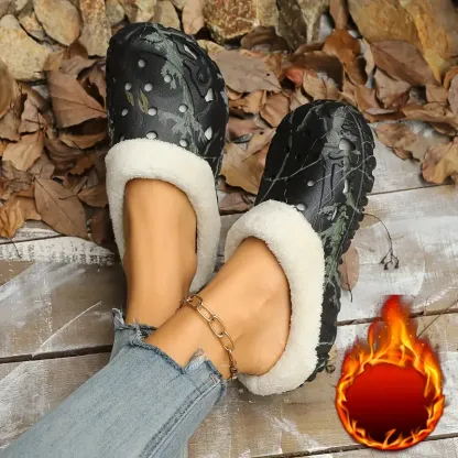 Unisex Comfortable & Warm Winter Camouflage Print Non-Slip Indoor/Outdoor Slip-On Shoes with Plush Lining