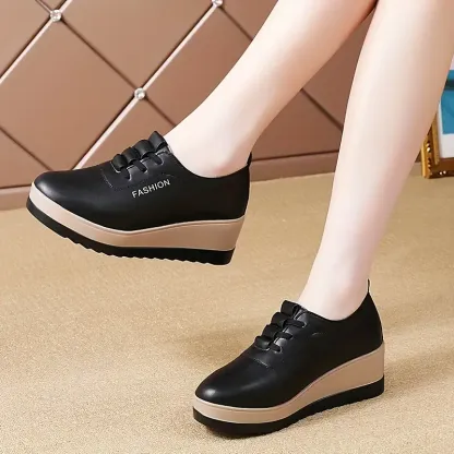 Women's Lightweight & Versatile Wedge Heel Leather Shoes