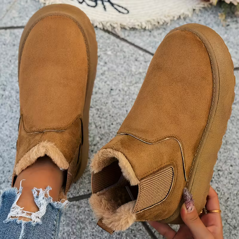 Women's Plus Size Warm Fleece-Lined Thick Sole Anti-Slip Ankle Boots