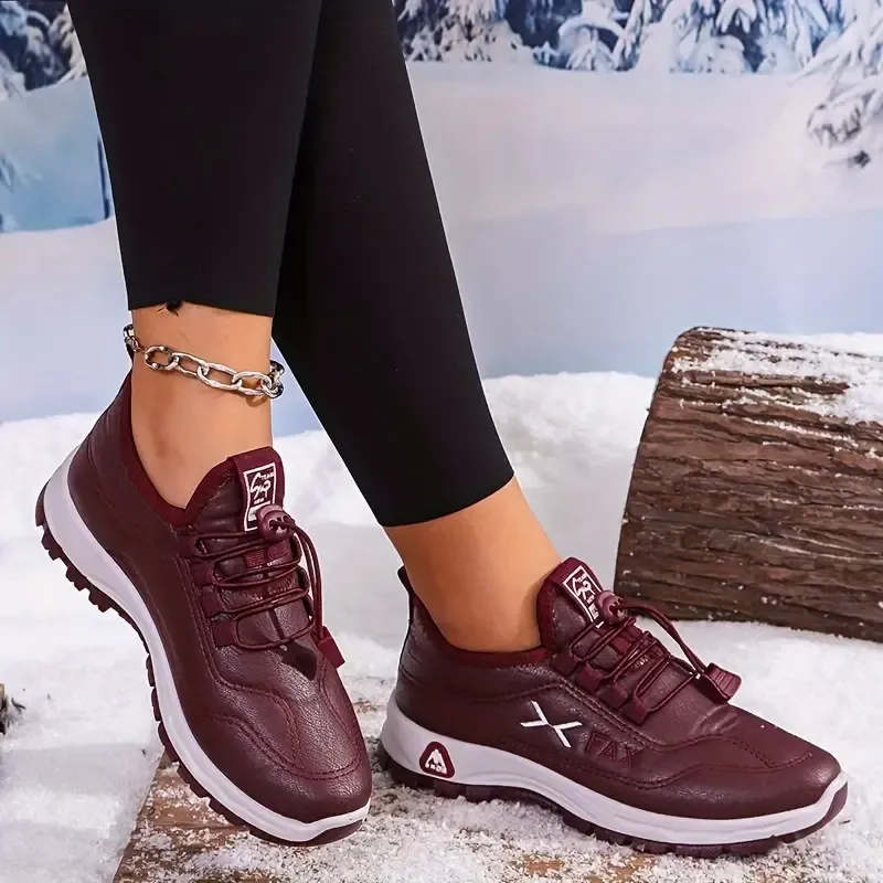 Women's Cozy Water-Resistant Non-Slip Snow Sneakers for Cold Weather Outings