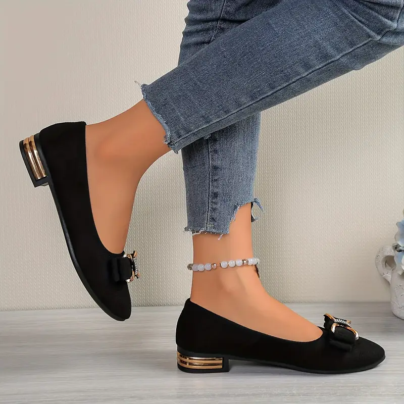 Women's Bow-Accented Lightweight & Versatile Elastic Fit Slip-On Loafers