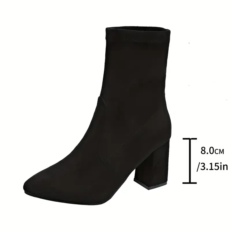 Women's Elegant Non-Slip Slip-On Chunky Heel Boots for Everyday, Formal, Party