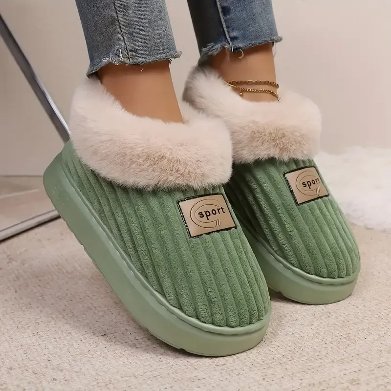 Women's Fluffy Warm Silent Floor Slippers House Shoes Indoor/Outdoor Shoes