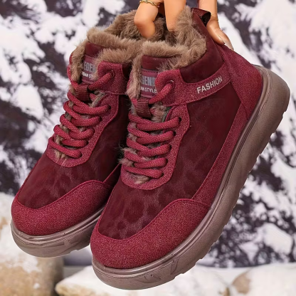 Women's Cozy Leopard Print Thick-Soled Winter Warm Plush Ankle Boots Outdoor Shoes for Home, Office, Casual 