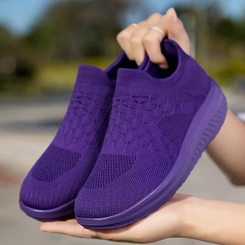 Women's Breathable & Lightweight Knit Non-Slip Slip-On Sneakers Walking Shoes