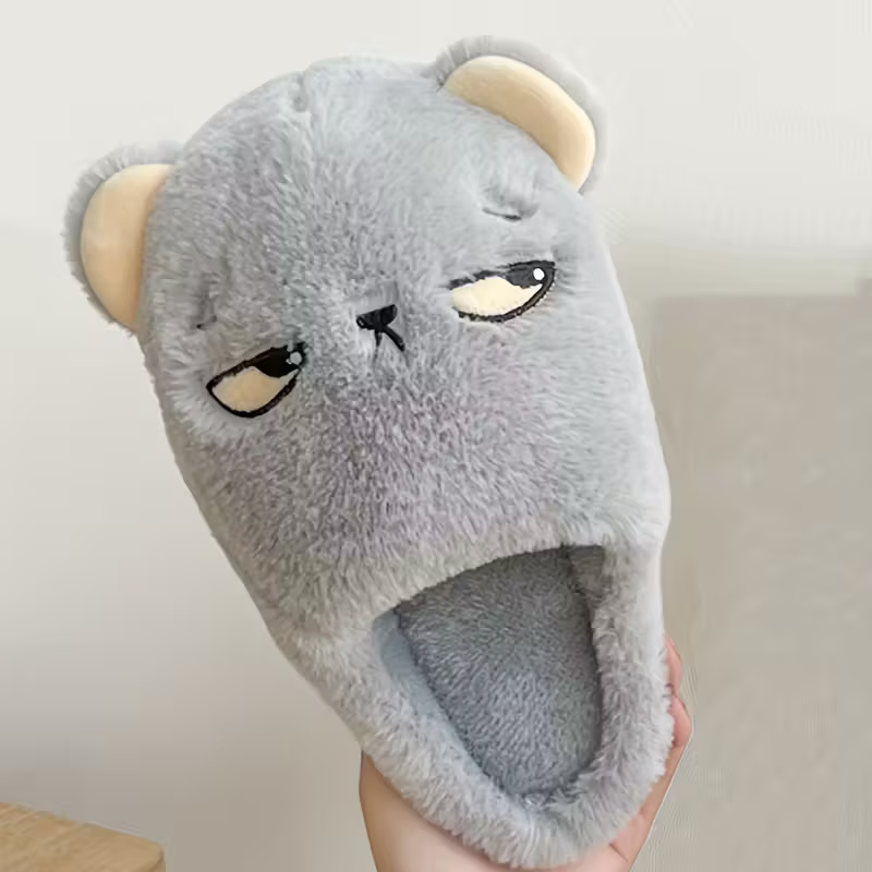 Women's Cozy Soft Plush Cartoon House Slippers Anti-Skid Slip-On Indoor Shoes