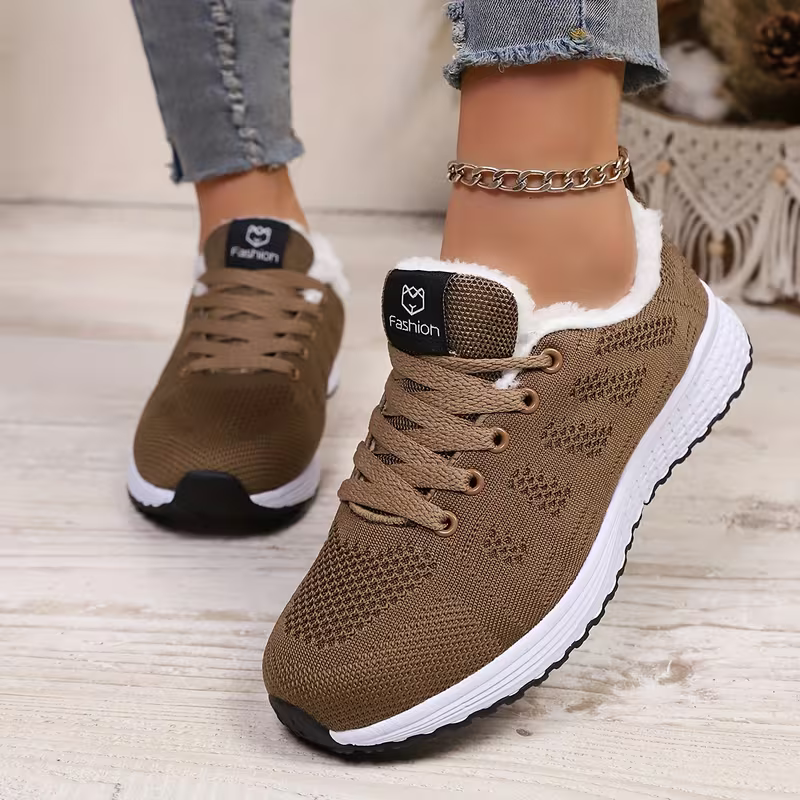 Women's Stylish & Comfortable Plus-Size Plush Warm Sports Shoes Sneakers for Running, Fitness, Commuting, Daily Shopping