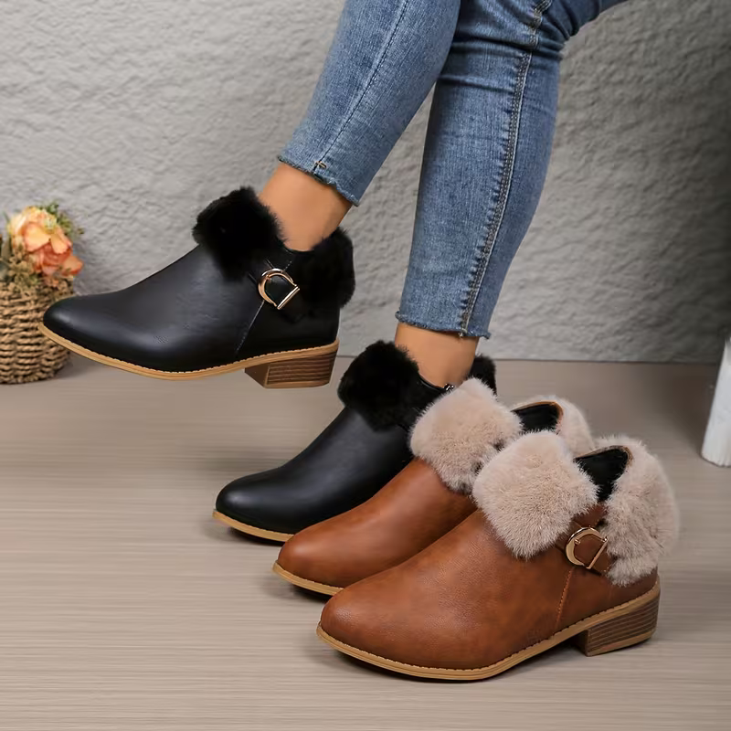 Women's Fashion & Warm Chelsea Block Heel Slip-On Boots