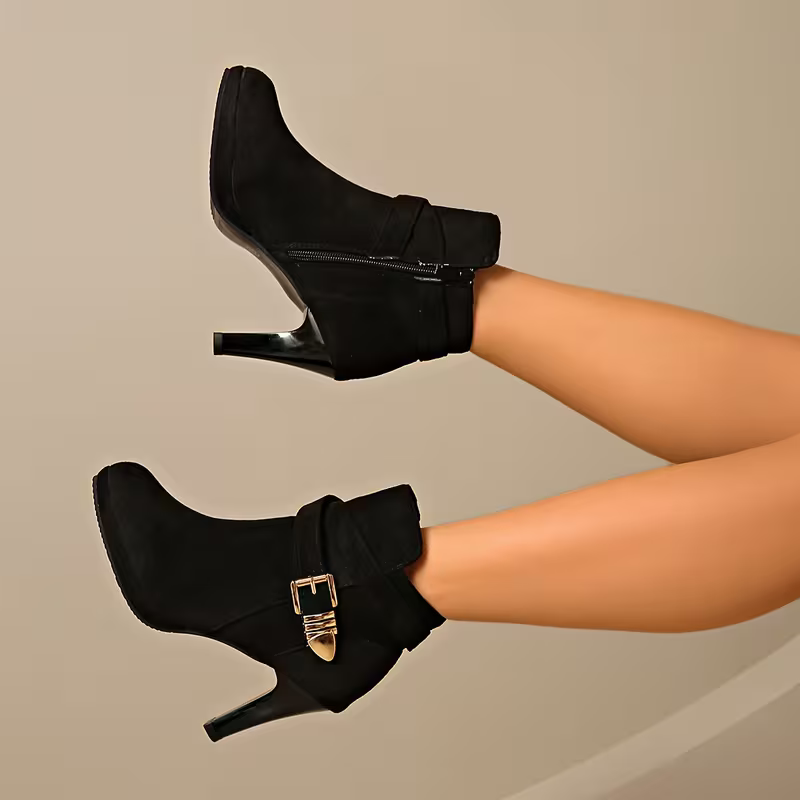 Women's High Quality Side Zipper High-Heeled Ankle Boots