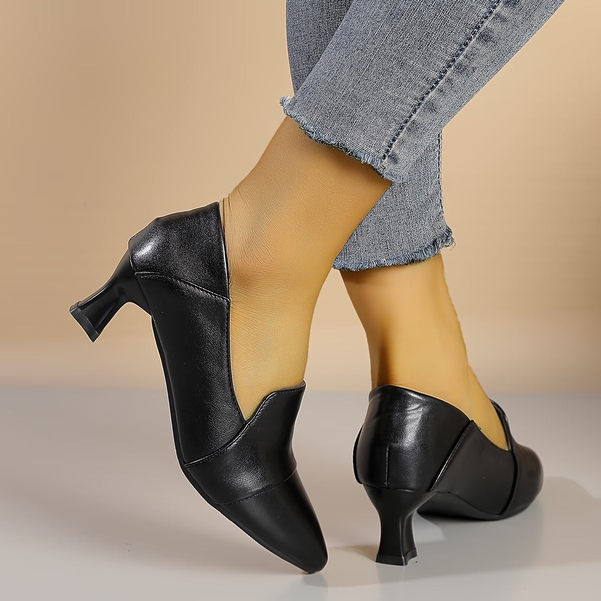 Women's Elegant & Comfortable Leather Chunky Heel Shoes