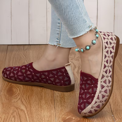 Women's Soft & Breathable Hollow Design Slip-On Shoes Lace Loafers