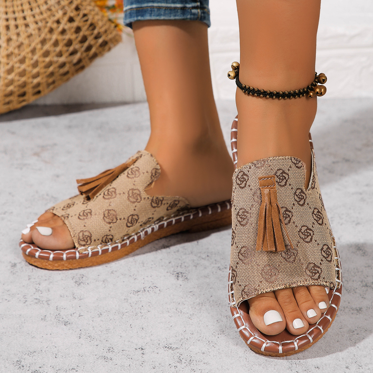 Women's Bohemian Comfortable Slip-On Slides With Tassel