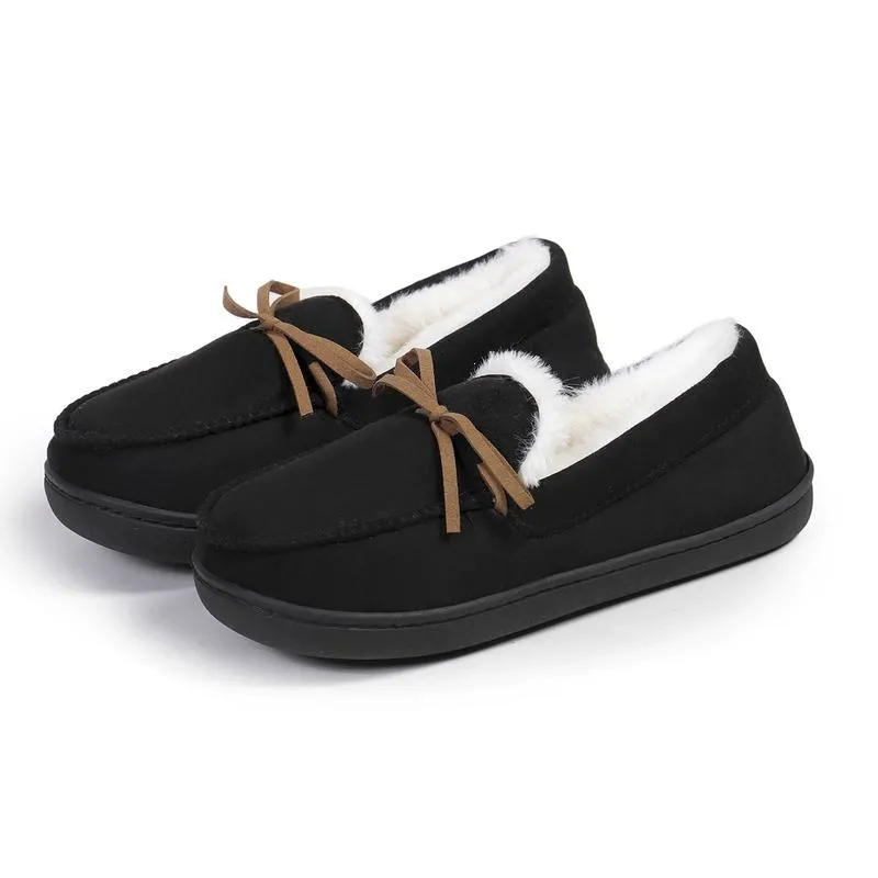 Women's Warm Fleece Moccasin Slippers Bow Detail Indoor/Outdoor Shoes